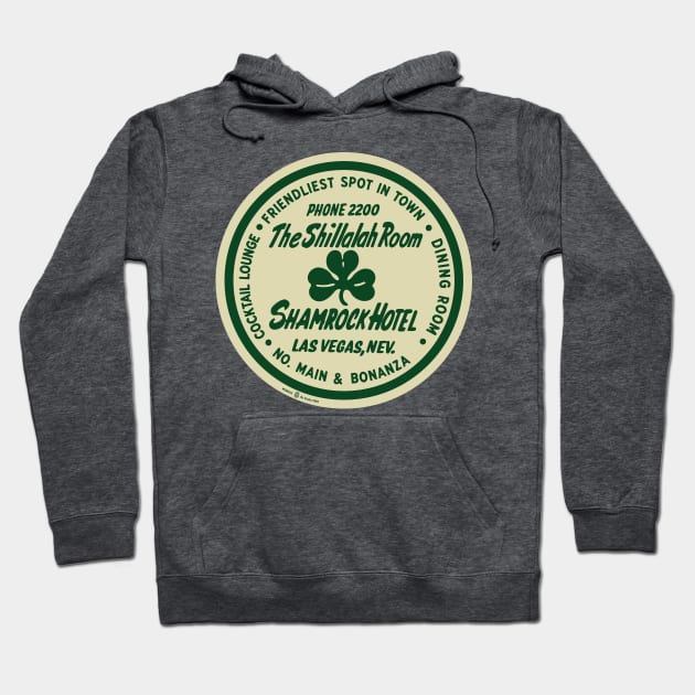 Vintage Shamrock Hotel Las Vegas Nevada Hoodie by StudioPM71